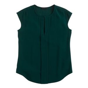 J Crew Crepe Cap-Sleeve Top; Emerald Green, 8P!